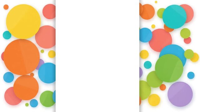 Multicolored circle pattern background with central white vertical banner space colorful abstract