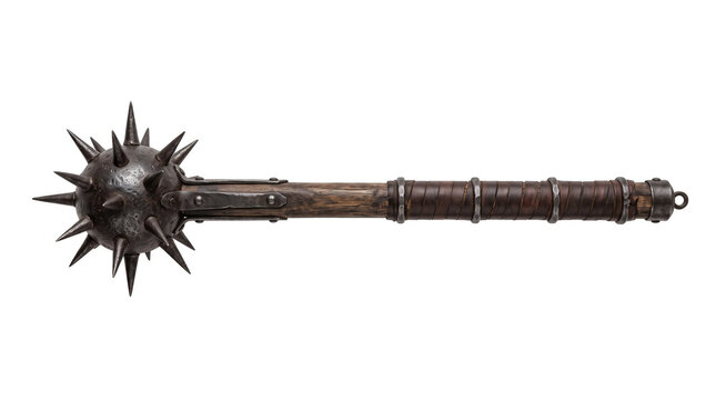 Medieval Spiked Mace Weapon PNG, Isolated on a Transparent Background