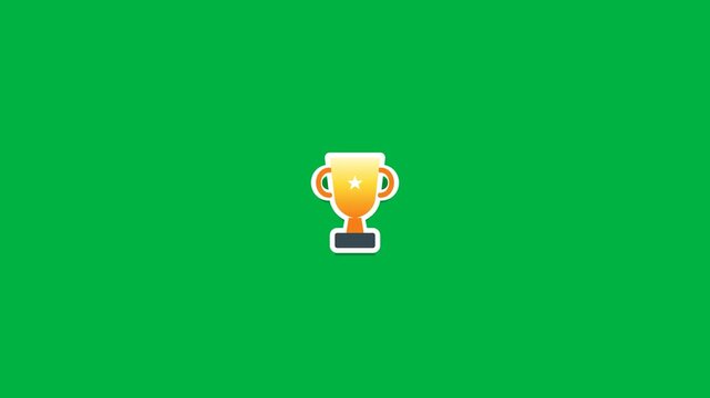 Gold trophy icons on green background for video editing