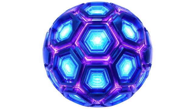 Futuristic glowing tech sphere with geometric hexagonal patterns