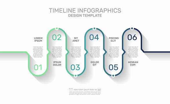 Infographic timeline template with colorful steps for business process workflow visualization. Vector illustration.