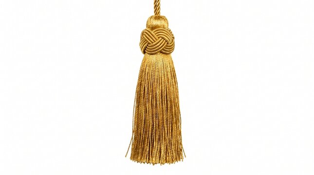 Elegant Golden Decorative Tassel Isolated on White Background