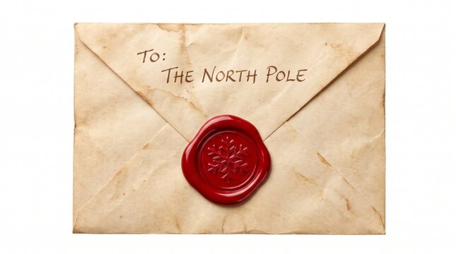 Vintage Letter to Santa Addressed to North Pole with Red Wax Seal