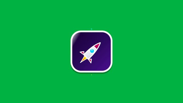 Rocket ship app icons on green screen background