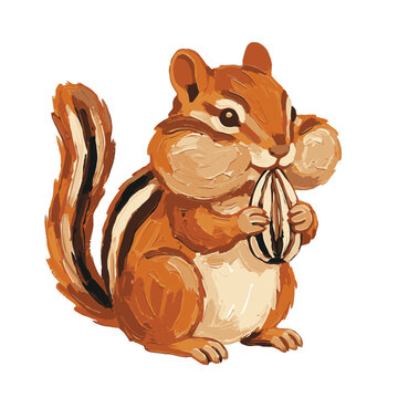 Cute Chipmunk Holding a Sunflower Seed in its Paws.