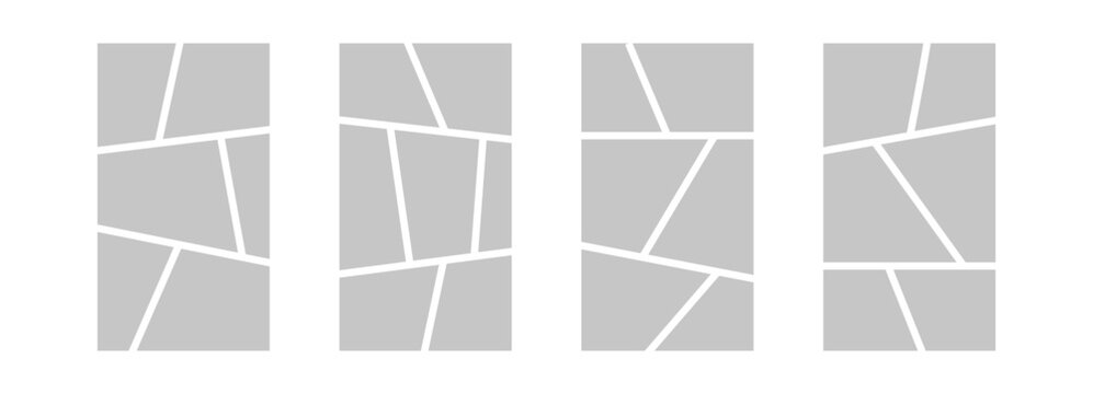 Comic book vertical panel frame collage background with page grid layout. Vector multiple backdrop with gallery image picture banner. Moodboard with blank photo album