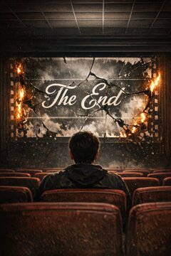 A person sitting in front of a movie screen, focused on the film