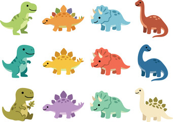 Dinosaur t-rex stegosaurus triceratops brachiosaurus icons set © Abdullah