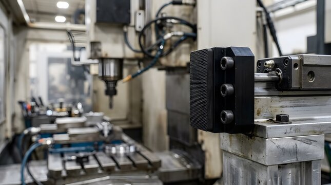 precision robotic linear rail end stop mounted on guide system for industrial automation motion control machine positioning and manufacturing equipment