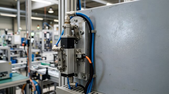 robotic vacuum ejector module with pneumatic fittings for automated material handling industrial robotics manufacturing equipment and process automation