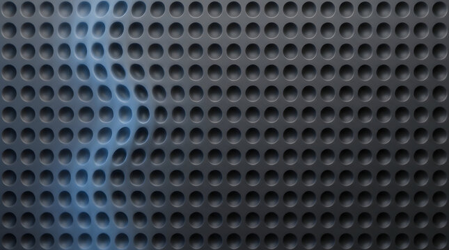 Abstract Dimpled Texture: A close-up view of a dark, abstract dimpled surface with a blue light reflection, creating a sense of depth and intrigue.