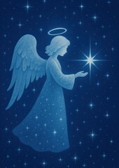 Fototapeta premium Celestial angelic figure with stars.