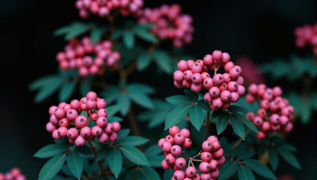 Red Berries Blooming Green Garden Plant