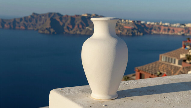White Ceramic Vase Sea View Background
