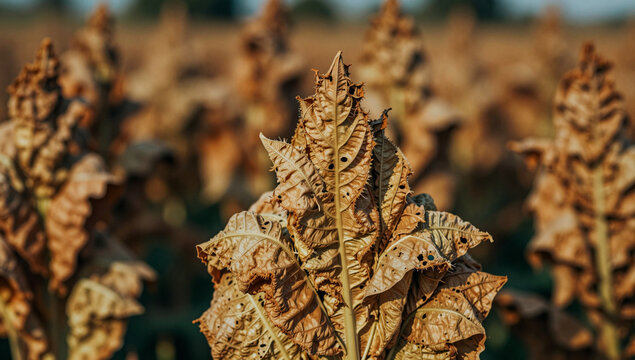 Dry Tobacco Leaf Macro Close Up