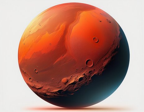 mars planet isolated on white background cutout