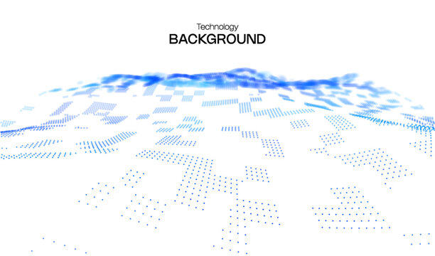 Digital data abstract with ai background blue for green vision technology. Futuristic flow transformation with concept business security for tech circuit computer. Wave cyber digital with space