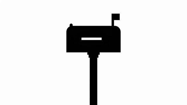 Black silhouette image of a freestanding outdoor wall mailbox with flag indicator on transparent background