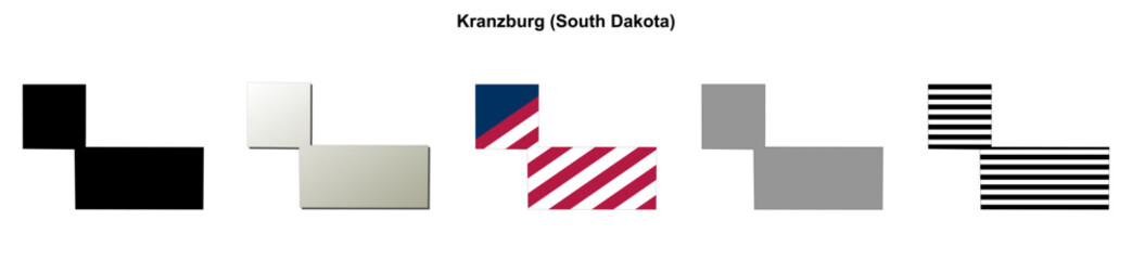 Fototapeta premium Kranzburg (South Dakota) blank outline map set