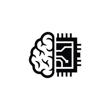 Brain and microchip icon a symbolic representation of artificial intelligence
