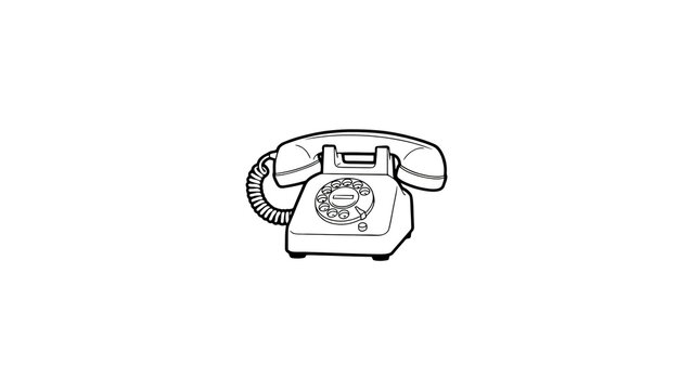 Vintage rotary dial telephone with coiled cord on transparent background