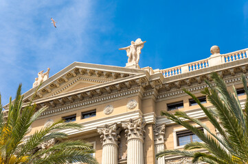 Fragment of Portal de la Pau Government Building With Palm Trees in Barcelona City © Donatas Dabravolskas