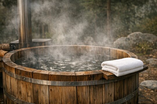 A towel sitting on top of a hot tub, perfect for drying off after a relaxing bath