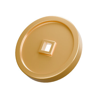 Right-Angled 3D Chinese Gold Coin