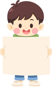 Happy Child Holding Blank Sign Board