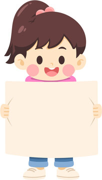 Smiling Child Holding Blank Sign Board