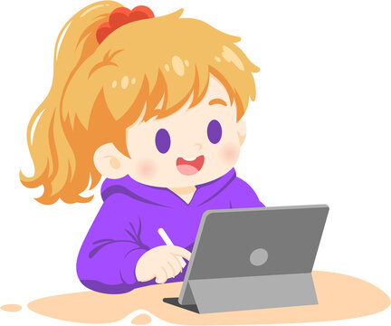 Child Learning on Tablet with Stylus