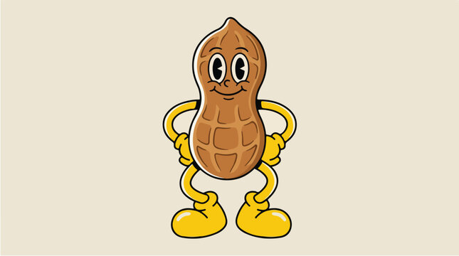 Cartoon Peanut Character with Arms and Legs.