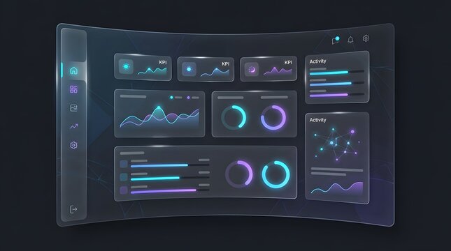 Modern dashboard admin panel ui ux design featuring advanced data visualization charts and analytics interface