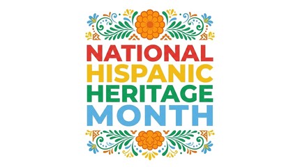 National Hispanic Heritage Month colorful typography design with floral marigold elements © Stock Shelf
