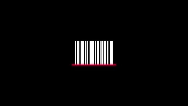 Barcode scanning animation with red laser line moving across product code retail technology concept
