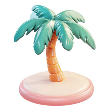 3d cartoon palm tree icon depicting concepts of summer travel paradise a beach getaway