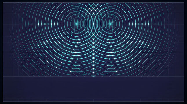 Wave Interference Pattern: A visual representation of wave interference, showcasing the characteristic patterns formed when two or more waves overlap.