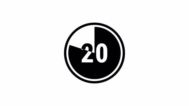 25 Second Countdown Timer Complete in Twenty-Five Seconds, Digital 25 to 0 Second Countdown Timer Animation with 4K Alpha Channel