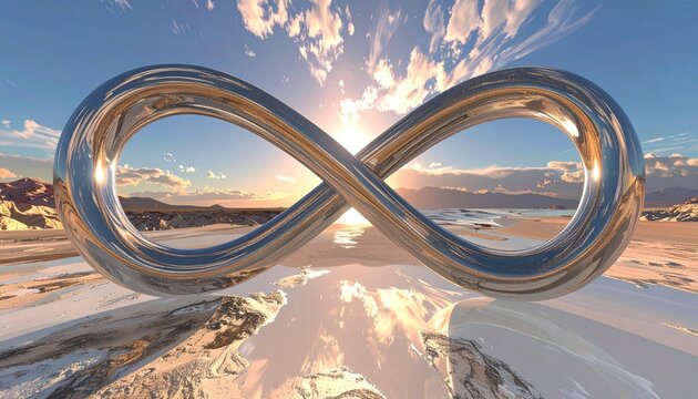 Infinity Symbol Over Snowy Landscape - A Visual Representation of Limitless Possibilities.