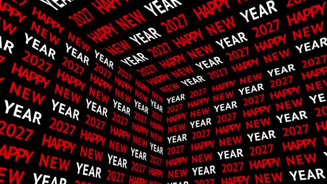 2027 Happy New Year Rotating Text Room Animation Loop Background