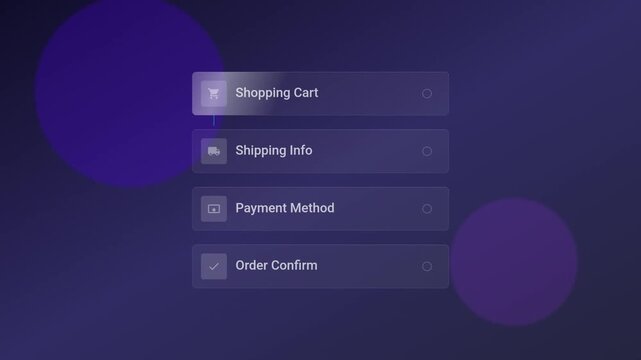 Modern Glassmorphism Checkout Progress Stepper Interface