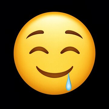 Yellow drooling face emoji with happy expression