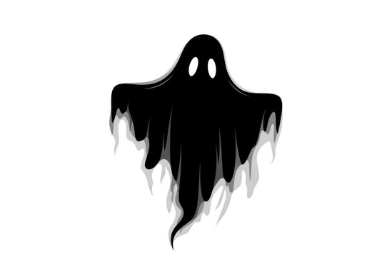 A spooky black ghost character floating for halloween horror themes