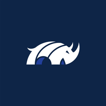 Modern Rhino &ndash; Bold Minimalist Rhino Logo Illustration Creative Design Template 