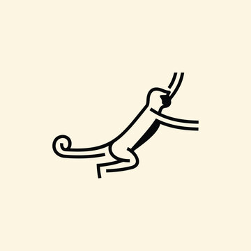 Jumping Monkey Modern Logo Illustration Creative Design Template 