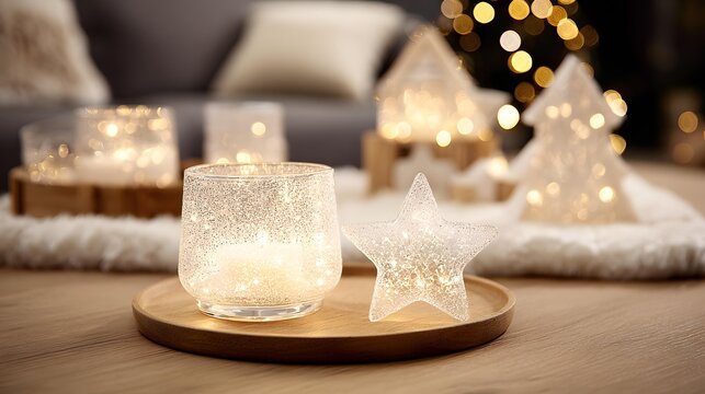 room decorated for seasonal celebration, tasteful ornaments, cozy atmosphere, refined home decor presentation, inviting interior scene