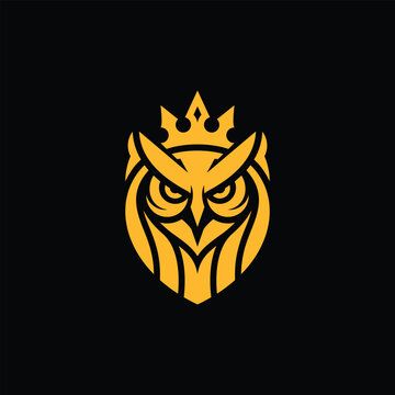 Owl Crown &ndash; Wise Royal Minimalist Logo Illustration Creative Design Template 