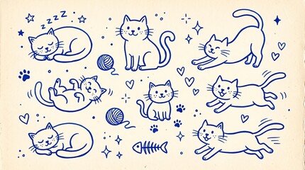 Obraz premium seamless pattern with cat