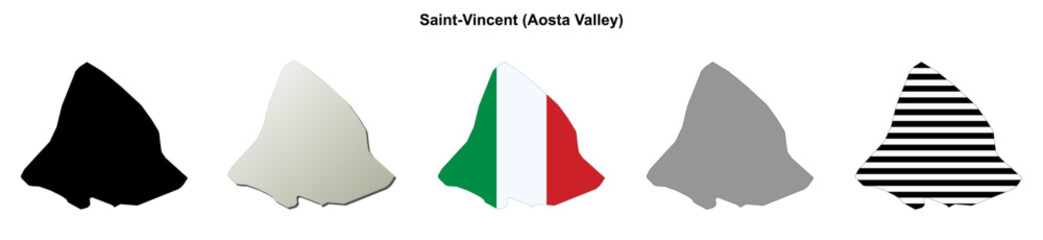 Obraz premium Saint-Vincent (Aosta Valley) outline map set