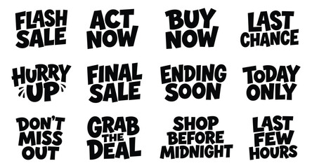 Obraz premium Flash Sale and Promotional Quote Typography Sticker Set